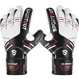 Sportout Youth&Adult Goalie Goalkeeper Gloves,Strong Grip for The Toughest Saves, with Finger Spines to Give Splendid Protection to Prevent Injuries,3 Colors (Black, 9)