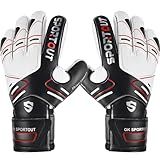Sportout Youth&Adult Goalie Goalkeeper Gloves,Strong Grip for The Toughest Saves, with Finger Spines to Give Splendid Protection to Prevent Injuries,3 Colors (Black, 8)