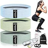 HIMESPORNER Wide Fabric Resistance Bands for Working Out, 3 Level Non-Slip Exercise Booty Bands for Women & Men Leg and Glutes with Hair Ties and Tape Measure - for Home Gym Workout, Yoga, Pilates