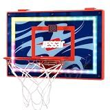 Jesser Hoop Over The Door Mini Basketball Hoop – 2 Gameplay Modes: Shot Clock or Score Keeping, 5" Exclusive Ball, Electric LED Scoring, Net, Air Pump - Indoor Sports Fun for Kids 6+
