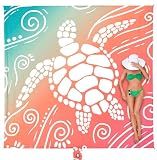 WEKAPO Beach Blanket Waterproof Sandproof Oversized Extra Large Sand Free Beach Mat with Stakes, Storage Bag - Essentials for Outdoor Beach, Picnic (Sea Turtle, 8 X 7 FT (1~4 Person))