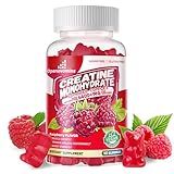Creatine Monohydrate Gummies Complex 6400mg for Men & Women -Advanced Formula W/L-Taurine + Vitamin B12, Sugar Free Chewable Supplement,90 Raspberry Gummies