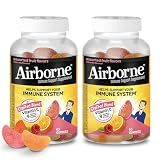 Airborne 750mg Vitamin C Gummies for Adults, Immune Support Supplement with Powerful Antioxidants Vitamins A C & E - 2x63ct Bottles (126 Gummies), Assorted Fruit Flavor
