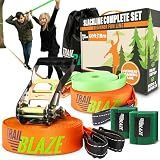 Complete Slackline Kit for Kids & Adults - 60ft Ninja Line (Orange)
