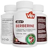 VEV Berberine Supplement with Ceylon Cinnamon, Cayenne Pepper, Turmeric, Milk Thistle, Vegan & Non-GMO – 120 Capsules