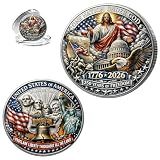 USA 250th Anniversary Commemorative Coin 1776-2026, Patriotic Landmarks Collectible Challenge Coin, America 250 Merchandise for Independence Day, Veterans & History Lovers