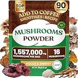 Venture Pal 16 in 1 Mushroom Powder (90 Servings) - 1,557,000mg Mushroom Coffee Alternative with Ashwagandha, Lion’s Mane, Chaga & More | 100% Fruiting Bodies | 10:1 Extract for Immune,Focus & Energy