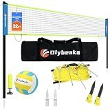 32FT Outdoor Portable Volleyball Net Set with 4 Adjustable Height Poles