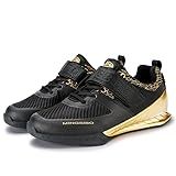 Weight Lifting Shoes for Heavy Weightlifting Gym Powerlifting for Crossfit Lifting Training Footwear for Men Squat with Rubber Non-Slip Sole Black/Gold