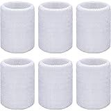 Willbond 6 Pcs Wrist Sweatbands Sports Tennis Wristbands Wrist Bands for Sweat Wrist Bands Competitions Absorbent Sweatbands for Basketball Tennis Football Running Working(White)