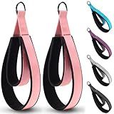 2PCS Pilates Double Loop Strap for Reformer Fitness D-Ring Straps Handle, Yoga Pilates Equipmen D-Ring Exercise Strap for Gym Workout Home(Pink)