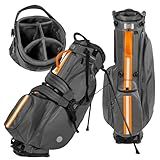 Linkslite Ultra Lightweight Waterproof Golf Stand Bag with Rain Cover | Full-Length 5-Way Divider, 6 Pockets with Magnetic Access & Dual X-Strap | Easy-Carry for Men & Women (Storm Gray)