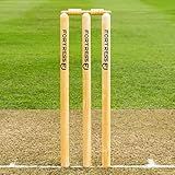 FORTRESS Wooden Cricket Stumps [ICC Regulation] – Professional Timber Stumps for Competitive Cricket (Club Stumps, Senior (28in))