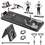 JANUA Pilates Board - Pilates Reformer Set, Multi-Purpose Foldable Pilates Reformer Board for Home, 5 in 1 Pilates Sliding Board (Black Set)