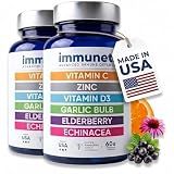 Immuneti Advanced Immune Support – Doctor Formulated 6-in-1 Daily Immunity Supplement – Made in USA – With Vitamin C, D3, Zinc, Elderberry, Garlic & Echinacea - Vital Nutrients & Antioxidants (2)