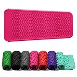 ZAXOP Heat Resistant Silicone Mat Pouch for Curling Irons & Flat Irons, 2-in-1 Travel Case & Cooling Pad for Hot Tools, Anti-Slip Countertop Protector, Pack Instantly Without Waiting to Cool(Hotpink)