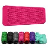 ZAXOP Heat Resistant Silicone Mat Pouch for Curling Irons & Flat Irons, 2-in-1 Travel Case & Cooling Pad for Hot Tools, Anti-Slip Countertop Protector, Pack Instantly Without Waiting to Cool(Hotpink)