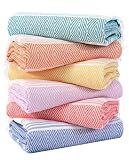 Genovega 6 Packs Oversized Turkish Beach Towels Set Towel Bulk 74"x38" Extra Large Quick Dry Sand Free Light Swim Bath Camping Pool Towel Travel Blanket Essentials Cruise Accessories Adult Vacation