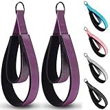 2PCS Pilates Double Loop Strap for Reformer Fitness D-Ring Straps Handle, Yoga Pilates Equipmen D-Ring Exercise Strap for Gym Workout Home (Purple)