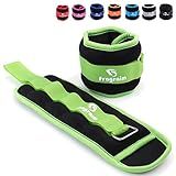 Ankle Weights for Women, Men and Kids - 1 LB x 2 Strength Training Wrist/Leg/Arm Weight with Adjustable Strap for Jogging, Gymnastics, Aerobics, Physical Therapy (Green)
