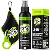MR. KICS Basketball Shoe Grip Spray - Anti Slip Traction for Court Shoes, Shoe Grip Enhancer - 2-in-1 Cleaner with Microfiber Towel, Backpack Clip - Volleyball, Pickleball, Tennis, Badminton