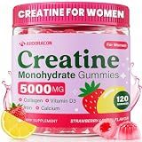 Creatine for Women, Creatine Monohydrate Gummies with Collagen, Vitamin D3 & Calcium for Muscle Support & Energy, Flavored Sugar Free Creatine Gummies Post & Pre Workout Supplements for Women, 120 Ct