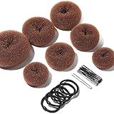 Teenitor Hair Bun Maker, 7pcs Bun Donuts for hair Buns(1 Extra-Large, 2 Large, 2 Medium, 2 Small), Light Brown