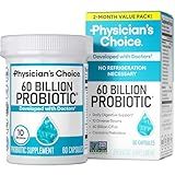 Physician's CHOICE Probiotics 60 Billion CFU - 10 Strains + Organic Prebiotics - Immune, Digestive & Gut Health - Supports Occasional Constipation, Diarrhea, Gas & Bloating - for Women & Men - 60ct