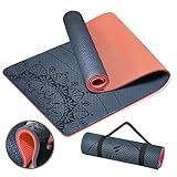 Yoga Mat Extra Thick 9MM, High Density Exercise Mats Non Slip for Home Workout, Pilates Mat with Strap for Women Men, Eco Friendly Mat Thick (9MM-NAVY-BLUE)