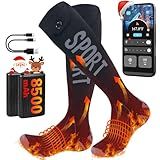 2026 Heated Socks for Men Women 8500mAh*2 Battery Rechargeable Heated Socks with App Control for Hunting, Up to 13H Electric Warm Socks for Ski Camping Winter Outdoor for Men 360° Heat