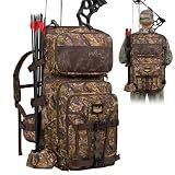 Gonex Hunting Bow Case Backpack with Detachable Arrow Tube, 900D Waterproof Polyester, Full-Padded Protection, Archery Bag with Multi-Pockets & Game Hauling Straps for Compound Bow Camo Brown