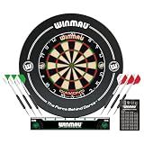 WINMAU Diamond Plus Dartboard Surround Set – Steel Tip Dartboard with Wall Protection – Includes 2 Dart Sets, Oche Line & Checkout Card – Durable Sisal Board for Home Play