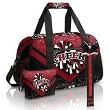 Cheer Duffel Bag with Makeup Bag & Bow Keychain, Cheerleading Dance Gymnastics Travel Sport Bag (Winered&Black)