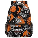 Kaifanee Basketball Backpack, 18 Inches Sports Print Bag, Waterproof Travel Laptop Backpack for Boys Girls