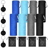 CrystalSylara 8 Pack Fishing Towels with Clips and Retractable Buckles 16 x 24'' Absorbent Microfiber Fishing Bait Towels with Storage Bag for Fly Kayaking Hiking Boating Kayaking Camping Hiking