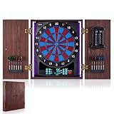 Electronic Dart Board Wooden Cabinet Set, Electric Dart Boards for Adults