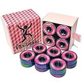Naivskb Skate Bearings 7mm 16 Pack, Precision 627 Bearings Quad Skates Roller Derby Skate Dance(Callme Pink)