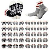 Glitopper 48 Pairs Best Team Ever Gift Sock Bulk Employee Appreciation Day Gifts for Women Men Team Staff Coworker Office Favors (Black,Gray)
