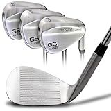 GoSports Illegal Max Spin Golf Wedge Set - Men's Right Handed Sand, Lob, Gap Wedge, Brushed Stainless