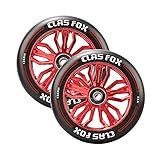 CLAS FOX Pro Scooter Wheels 120x24mm Set of 2 Pro Scooter Wheels with ABEC-9 Bearings (Black-Red)