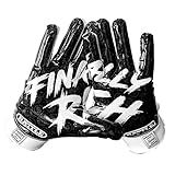 Battle Sports Finally Rich 2.0 Wide Receiver Football Gloves, Ultra Stick Adult & Youth Gloves - Adult Small, Black/White