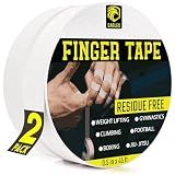 Finger Tape 2, 3, 6 or 12 Pack White | Residue Free Skin Friendly Strong Athletic Sports Tapes | 0.5” x 45 Ft for BJJ Jiu Jitsu Grappling MMA Knob Tape Weight (White, 2 Pack)