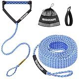 Wakeboard Rope with Handle 75ft, Ski Ropes for Water Skiing Wakesurf Wake Board Surf Floating Boating, Towable Boat Tow Pull Sports Line Thick Tough Watersports Kneeboard Surfboard Jet Accessories