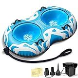 Snow Tube with Towable Leash, 68 Inch Snow Sleds for Kids and Adult，2 Person Sled for Winter Sports, Snow Tubes for Sledding Heavy Duty, Inflatable Snow Sled with Double Layer Bottom Fabric