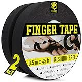 EAGLES Finger Tape 2, 3, 6 or 12 Pack Black or White | Residue Free Skin Friendly Strong Athletic Sports Tapes | 0.5” x 45 Ft for BJJ Jiu Jitsu Grappling MMA Knob Tape Weight (Black, 2 Pack)