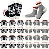 Glitopper 24 Pairs Best Team Ever Gift Socks Bulk Employee Appreciation Gifts for Women Men Team Staff Coworker Office Favors(Black, Grey)