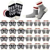 Glitopper 24 Pairs Best Team Ever Gifts Socks Bulk, Black, Grey