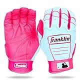 Franklin Sports MLB Baseball Batting Gloves - CFX Pro Adult + Youth Batting Gloves Pair - Baseball + Softball Gear - Premium Pro-Quality Leather - Pink/Carolina Blue - Adult Small