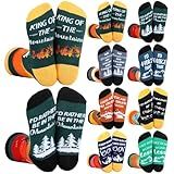 Berlune 8 Pairs Funny Hiking Socks for Men Novelty Hiking Accessories Cotton Crew Socks for Outdoor Christmas Birthday Gift