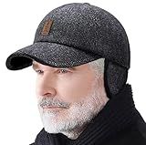 WUZJ Winter for Men Outdoor Hat, Adjustable Warm Sport Golf Baseball Cap Hats Dad Caps Earflaps Thicken 55-60CM (Brown) (Cotton, Black)